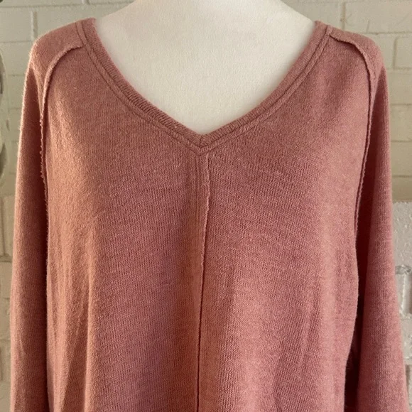 a.n.a Women's V-Neck Sweater - Rose / Peach Color - Picture 3 of 12